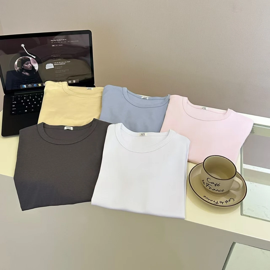 高品质尾单百搭贝壳扣短袖2188