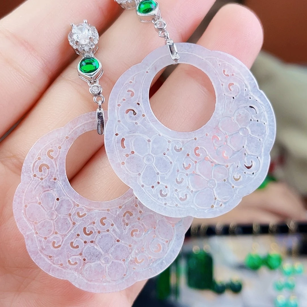 翡翠银S925镶嵌耳饰