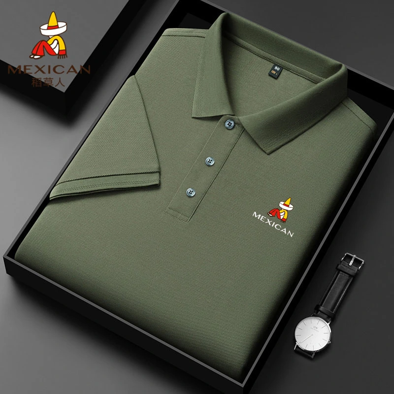 Mexican/稻草人男士短袖t恤夏季商务休闲半袖上衣翻领薄款polo衫