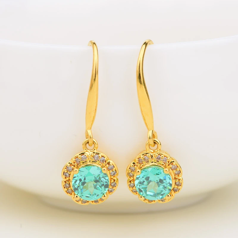 18K金帕拉伊巴碧玺耳饰轻奢简约款LC857