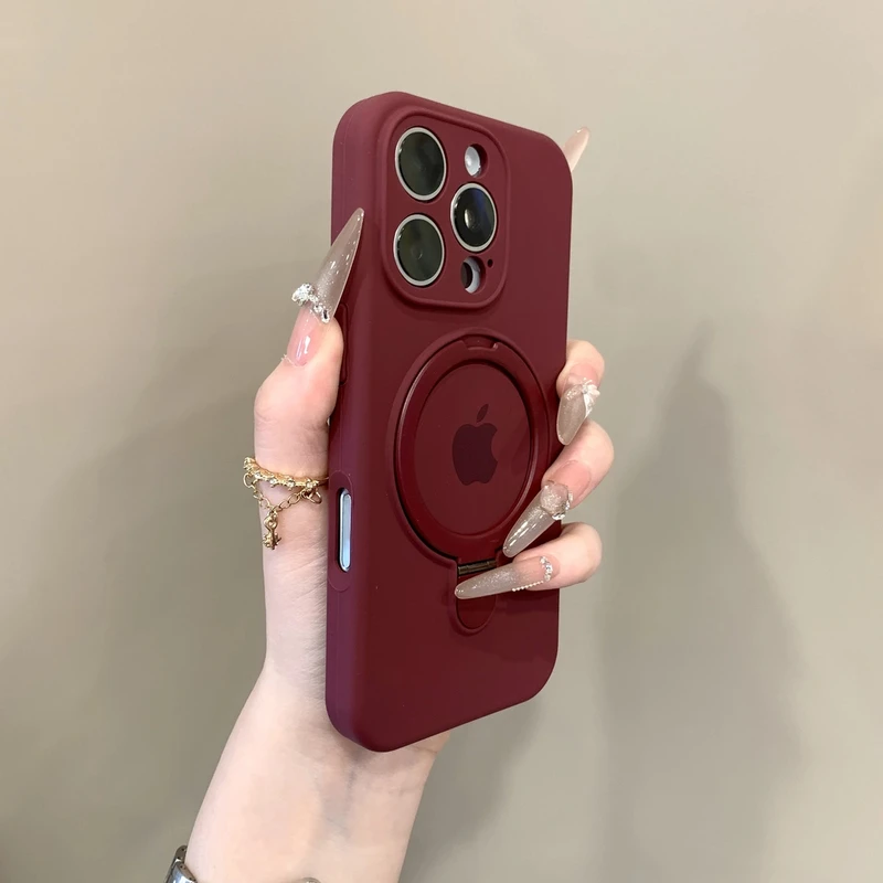 磁吸折叠支架适用苹果16/17promax手机壳液态硅胶iphone15全包14