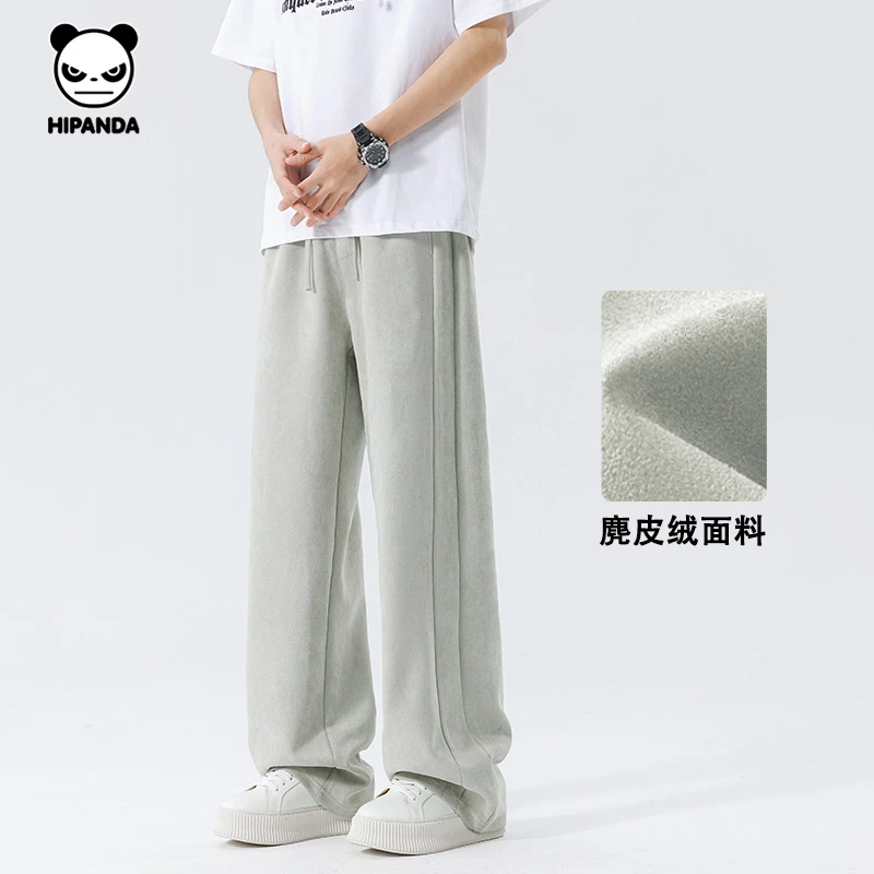 HiPanda2025春秋重磅麂皮绒休闲裤男外穿卫裤宽松美式运动长裤潮