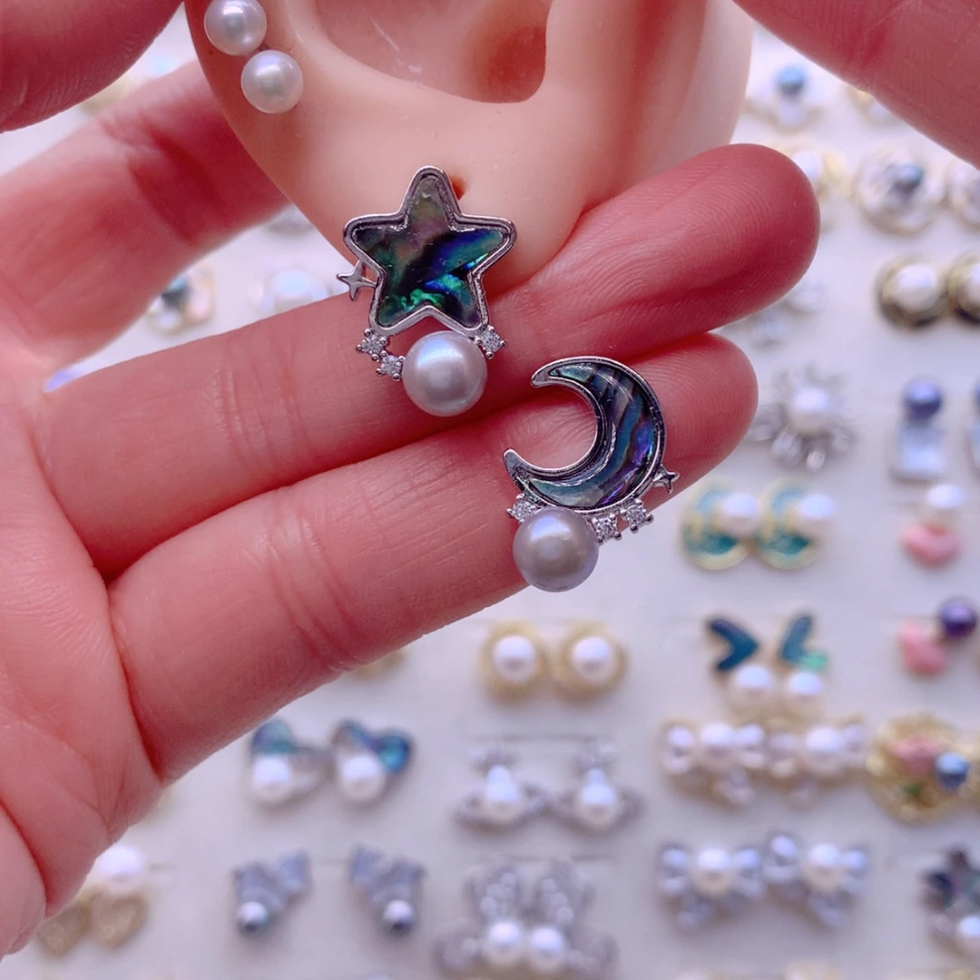 合金淡水珍珠耳饰