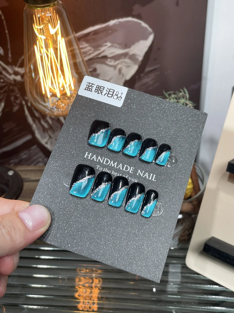 【蓝眼泪】极致猫眼纯手工高定穿戴甲光疗甲秋冬必备