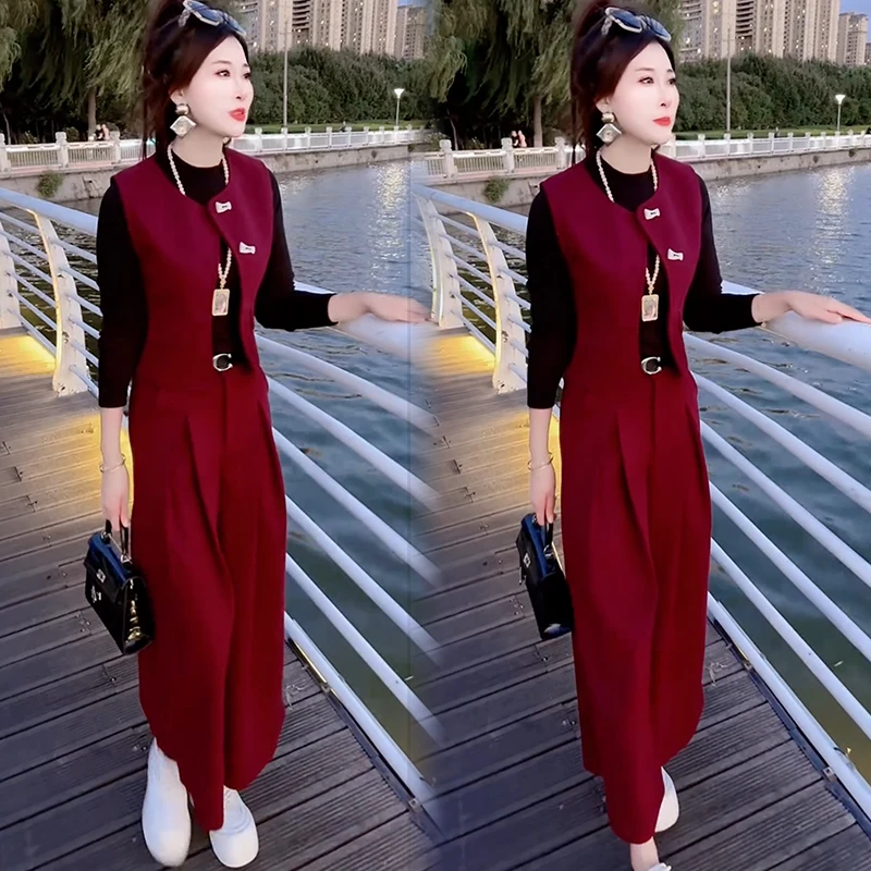 2025秋季新款时尚显瘦气质网红高档套装女高级百搭宽松大码三件套