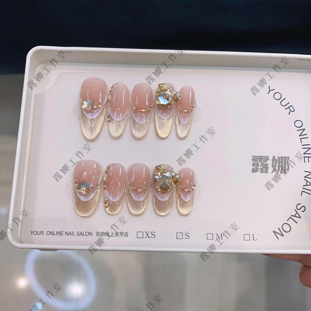 【纸醉金迷】手工穿戴甲气质款光疗美甲X