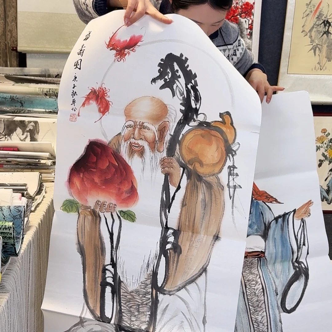 纯手绘国画作品好三尺