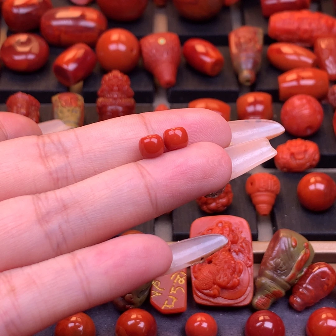 南红玛瑙未镶嵌川料原矿老型对珠6mm