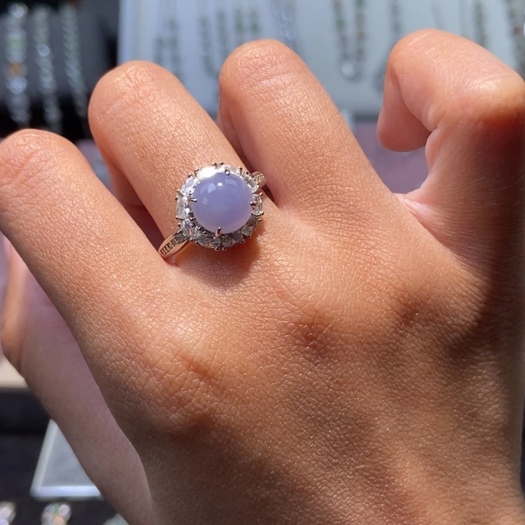 翡翠银S925镶嵌戒指纯天然缅甸翡翠A货戒指