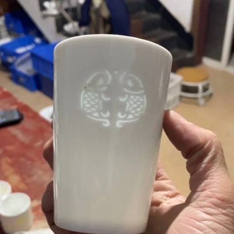 碟景德镇陶瓷玲珑可乐杯