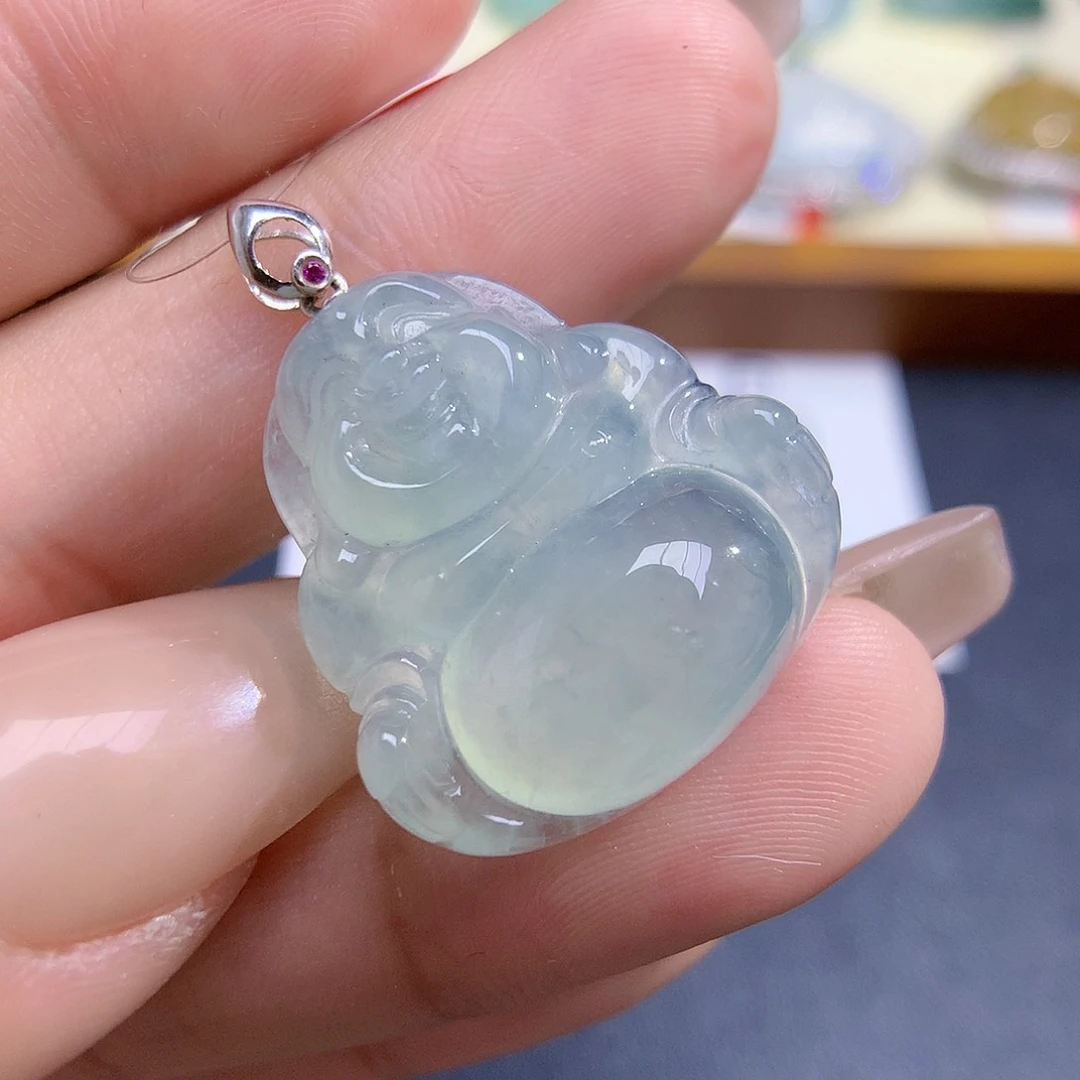 翡翠颈饰18K金镶嵌佛公