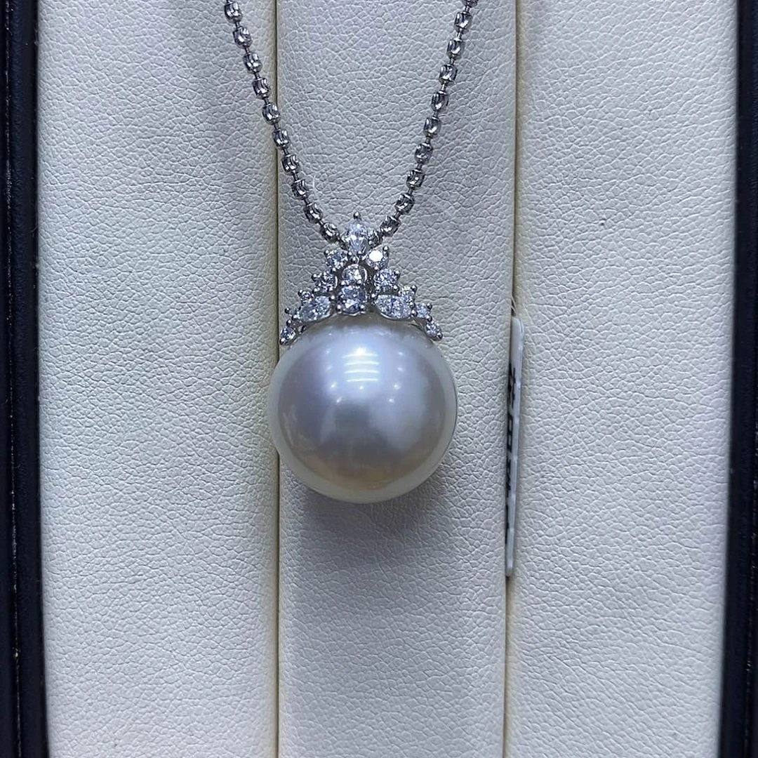 吊坠(不含链)海水珍珠18K金镶嵌16到17点位澳白