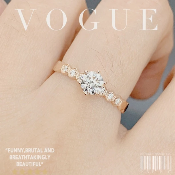 【50分天然钻石】18k钻石蜂巢戒指