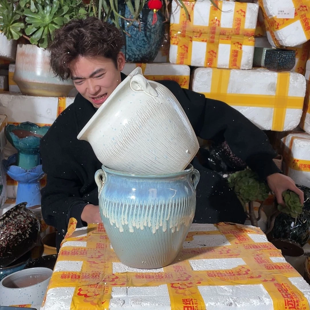 无铅玻璃宜兴紫砂花盆