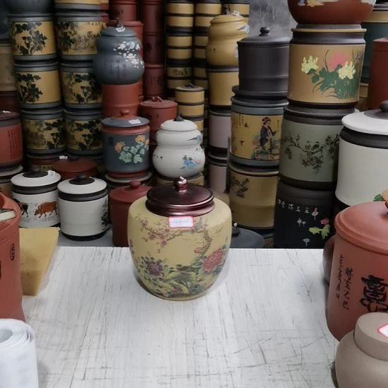 紫砂茶叶罐一斤装吸力罐花鸟款9801
