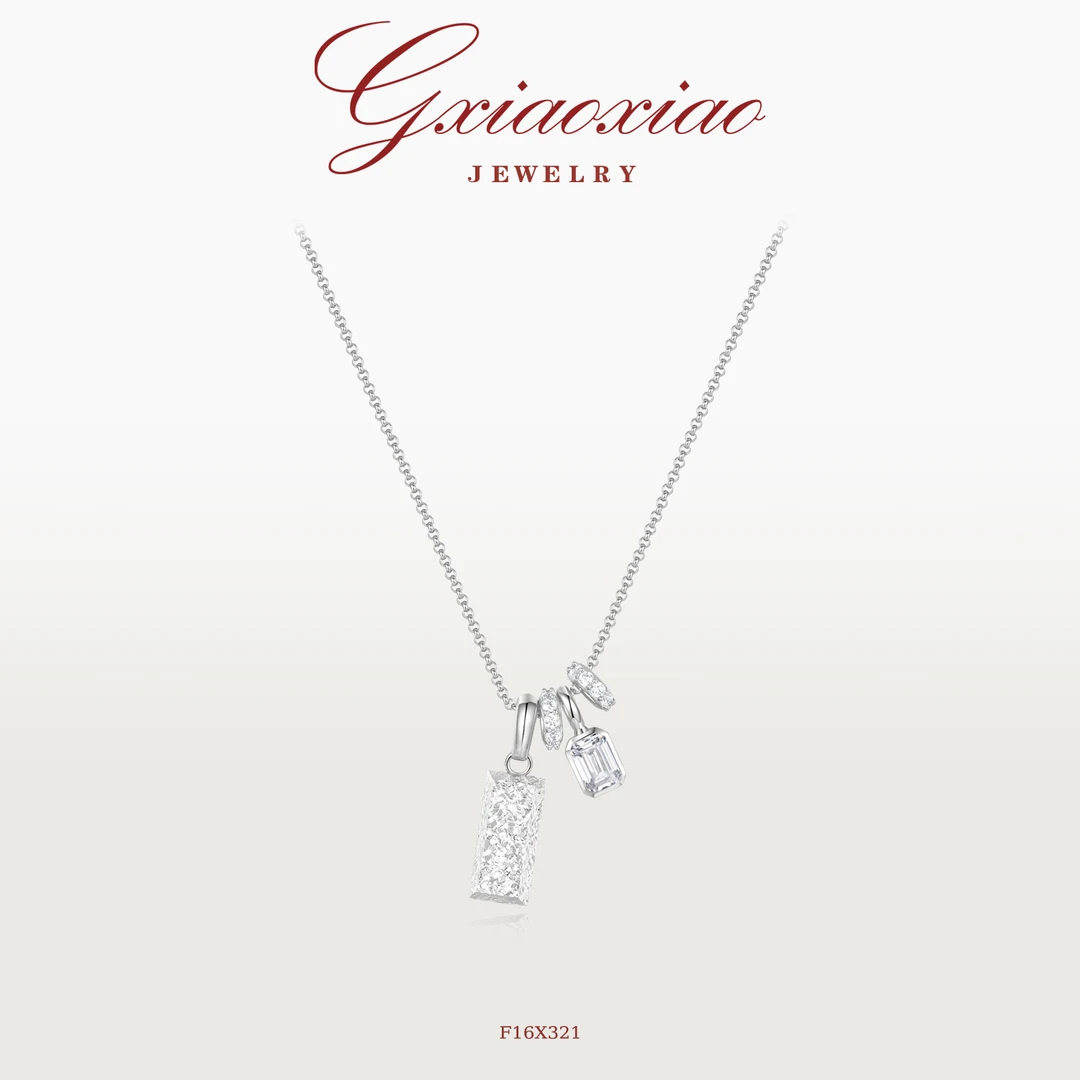 G XIAOXIAO 镀K金项链【碎碎冰】中式复古高级感小砖块项链 F16X321