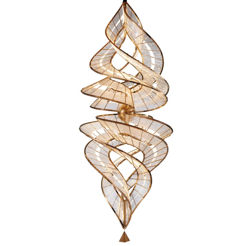 2025设计师新款复式楼别墅挑空客厅大吊灯loft挑高中空楼梯长吊灯