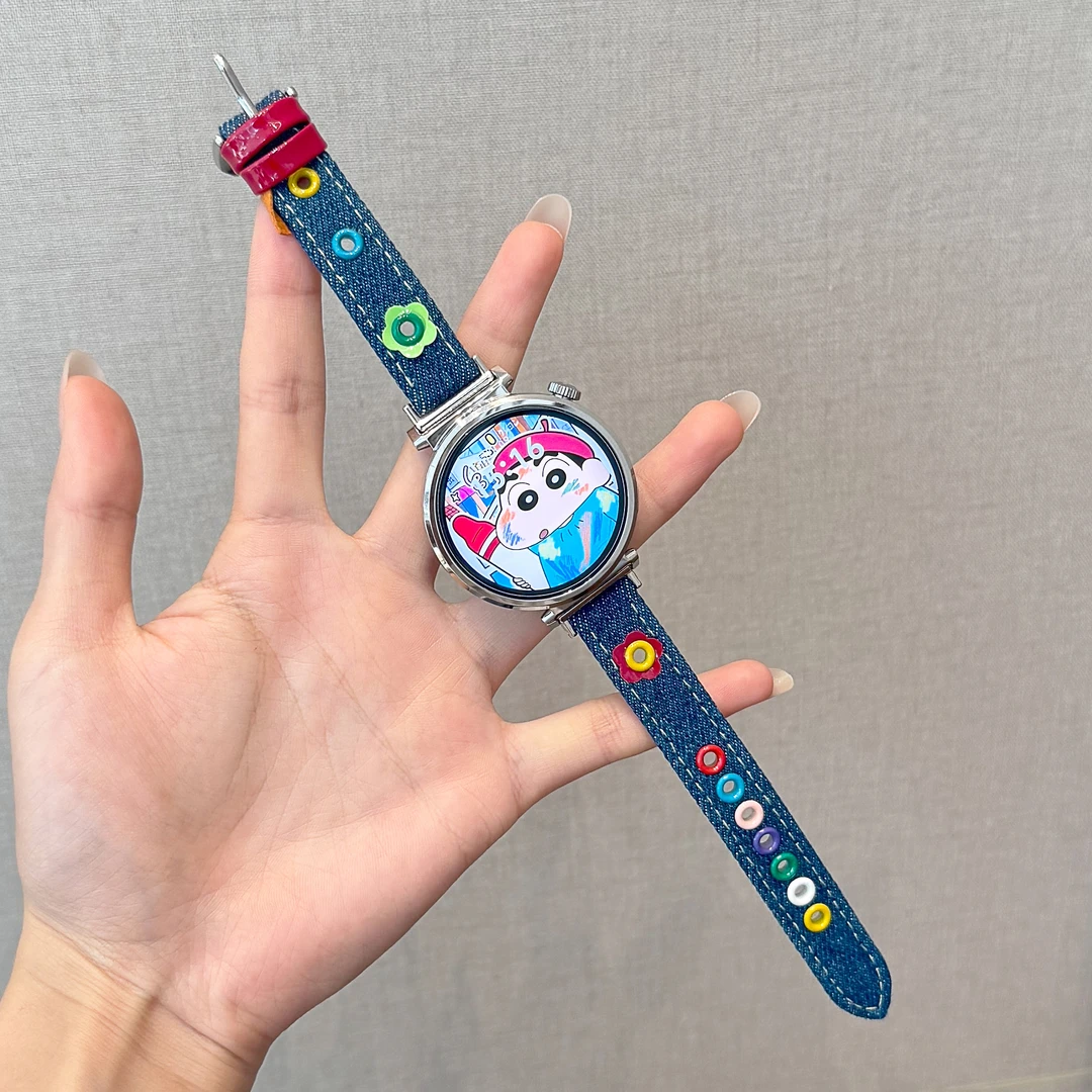 适用华为gt6手表GT5表带帆布牛仔花朵手表表带gt4gt3秋冬女款表带