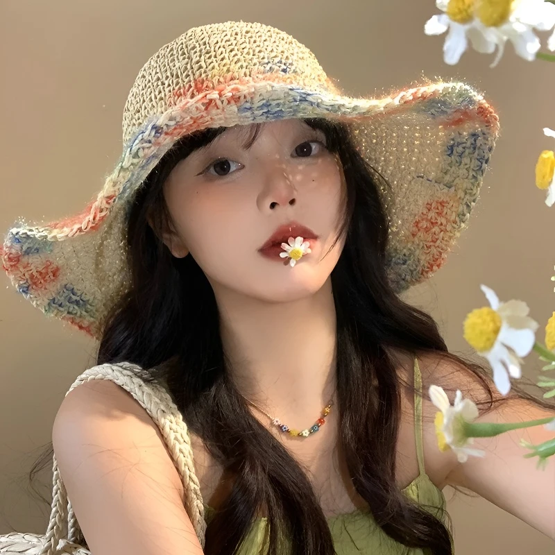 法式镂空编织草帽女夏季新款百搭甜美渔夫帽大檐遮阳防晒太阳帽