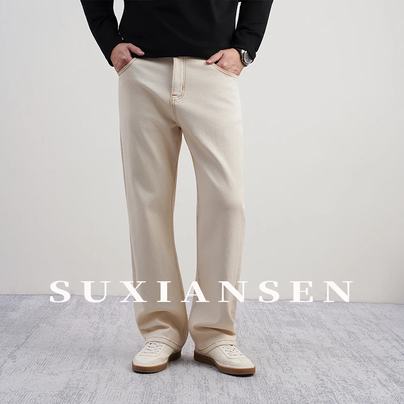 【素先森】秋季上新美式抓毛重工洗水直筒牛仔裤DDK1280