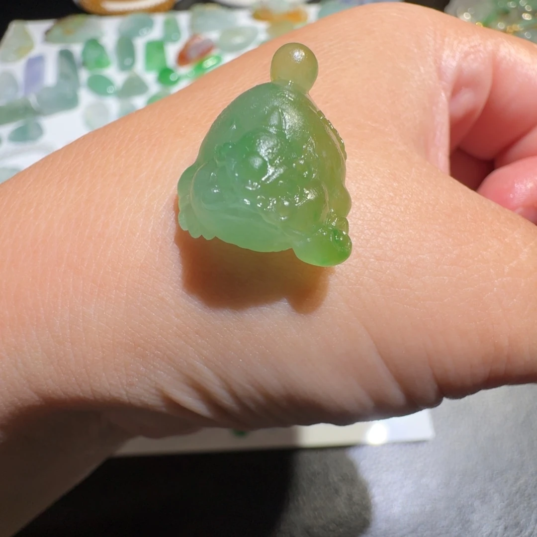 定制翡翠未镶嵌黄加绿金蟾