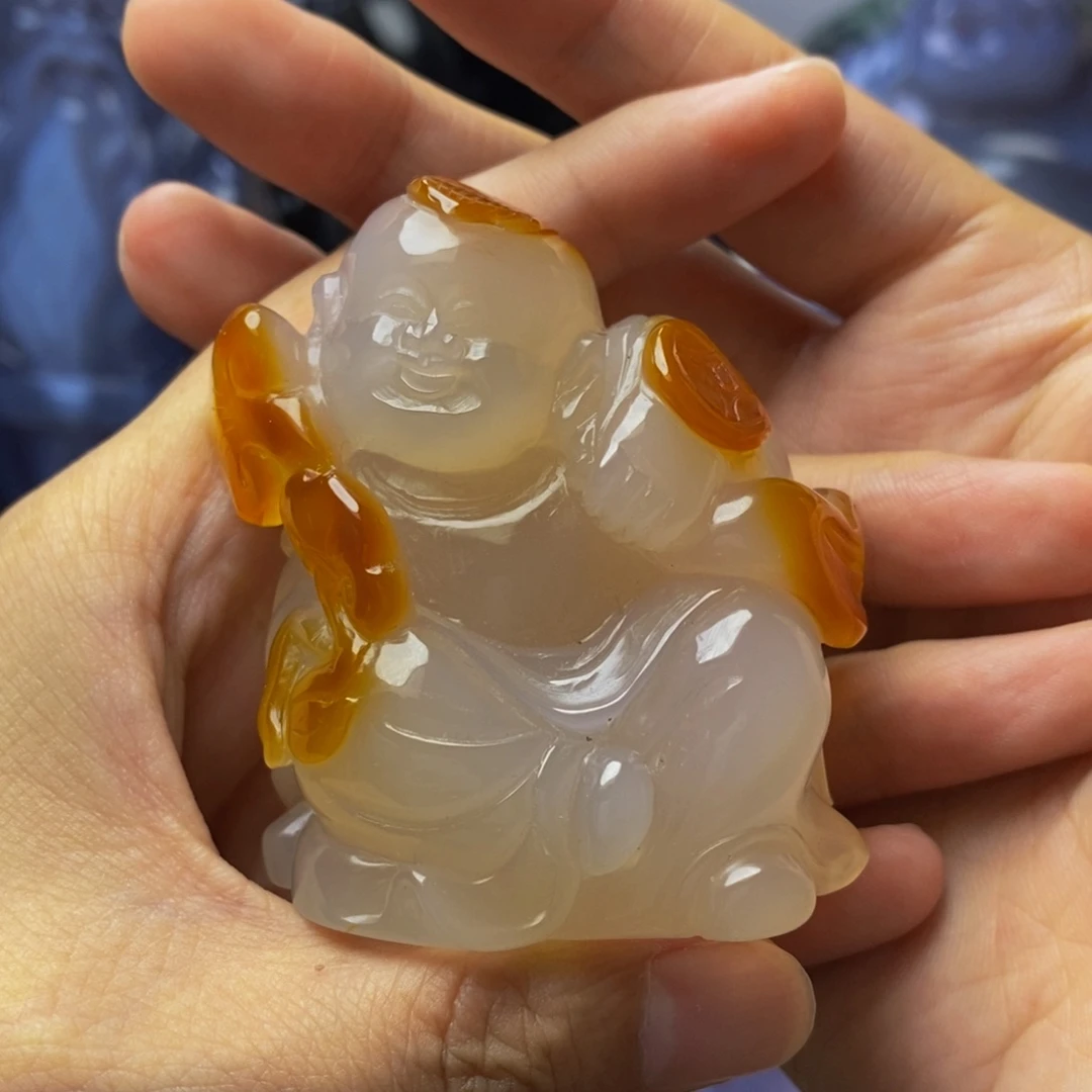 民***哥玛瑙/玉髓把件未镶嵌