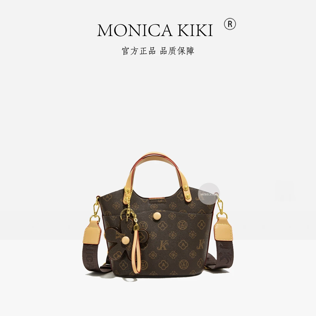 【莫妮卡奇奇  爱心菜篮子】新款复古时尚手提包轻奢印花单肩斜挎包