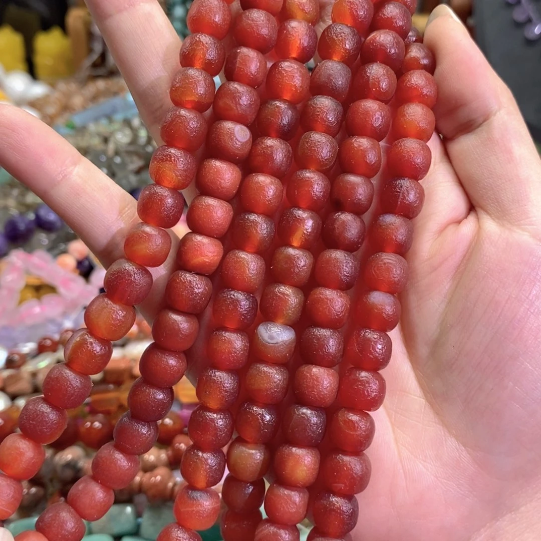 玛瑙/玉髓未镶嵌珠宝半成品橘皮玛瑙老型一条卡10mm