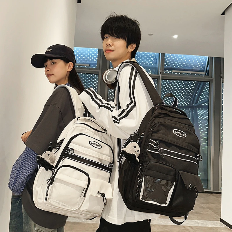 韩国ins风双肩包女2024新款时尚百搭大容量旅行背包大学生书包