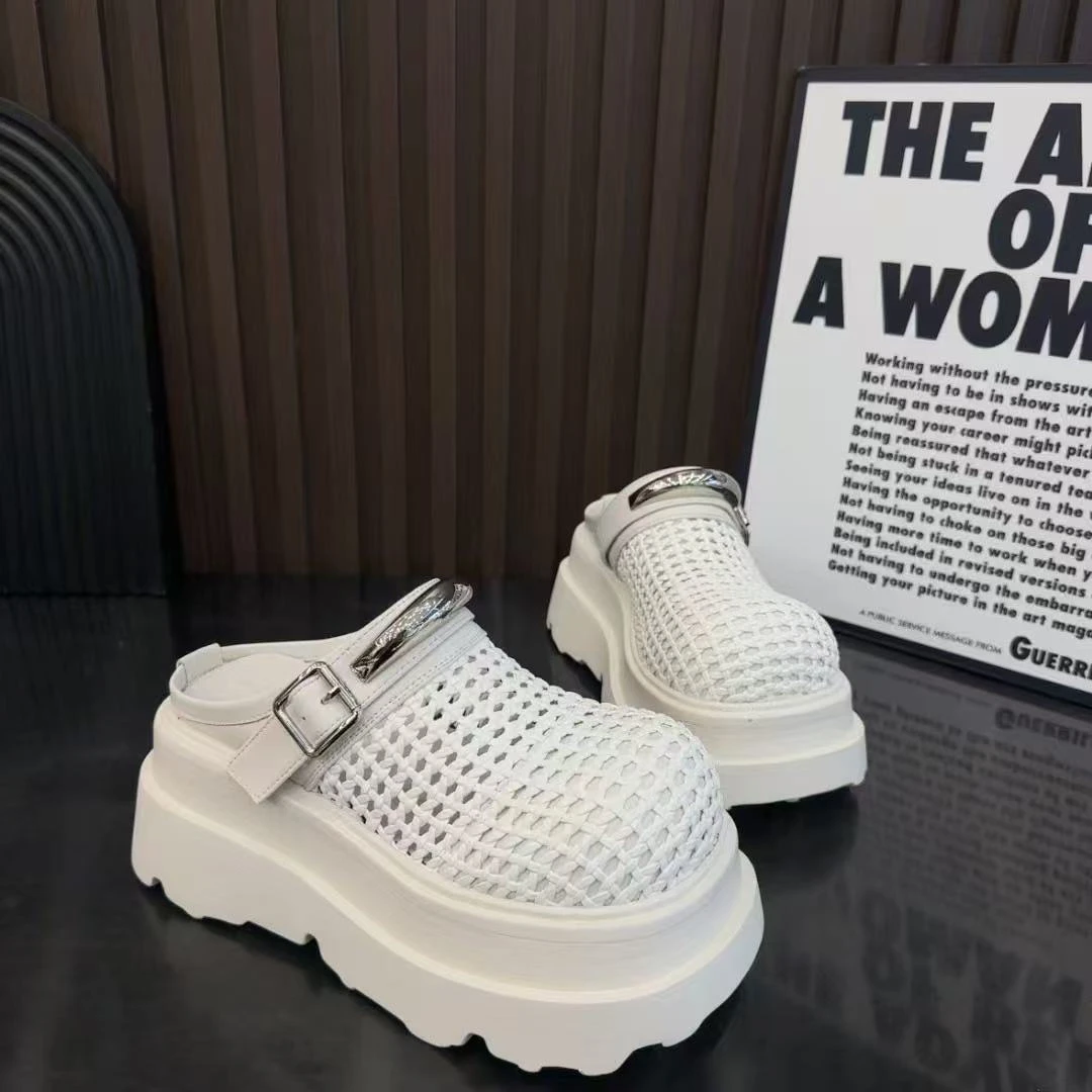 唐小肉潮搭半拖极简设计包头增高鞋底舒适度好休闲百搭厚底766-20