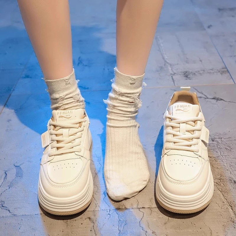 【刘叮咚女鞋】2025年增高休闲厚底米色秋冬显脚小新款百搭XL