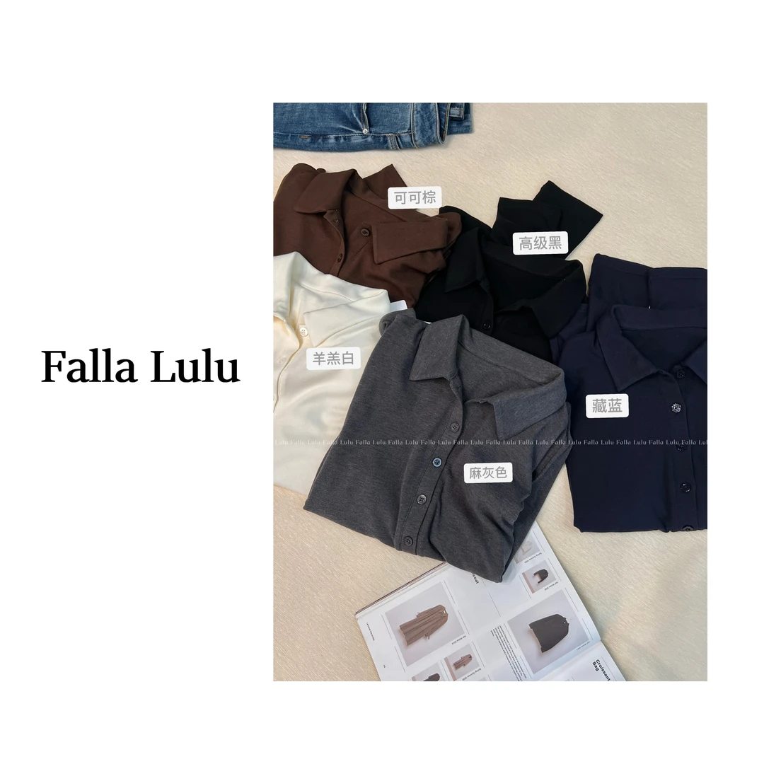 【英子家】小亨利~穿搭刚需 山羊.绒多色翻领长袖T上衣  Y5341