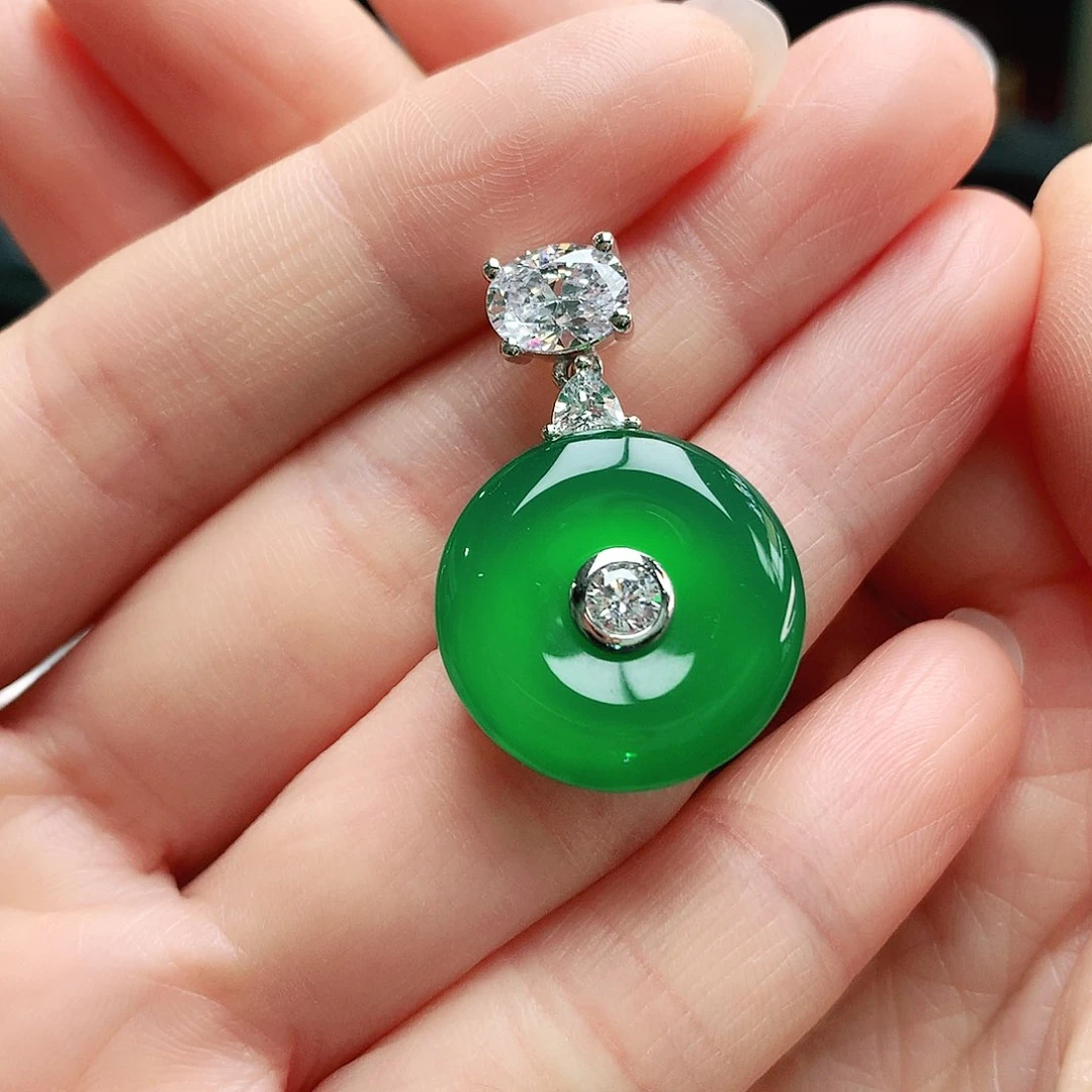 玛瑙/玉髓吊坠银S925镶嵌