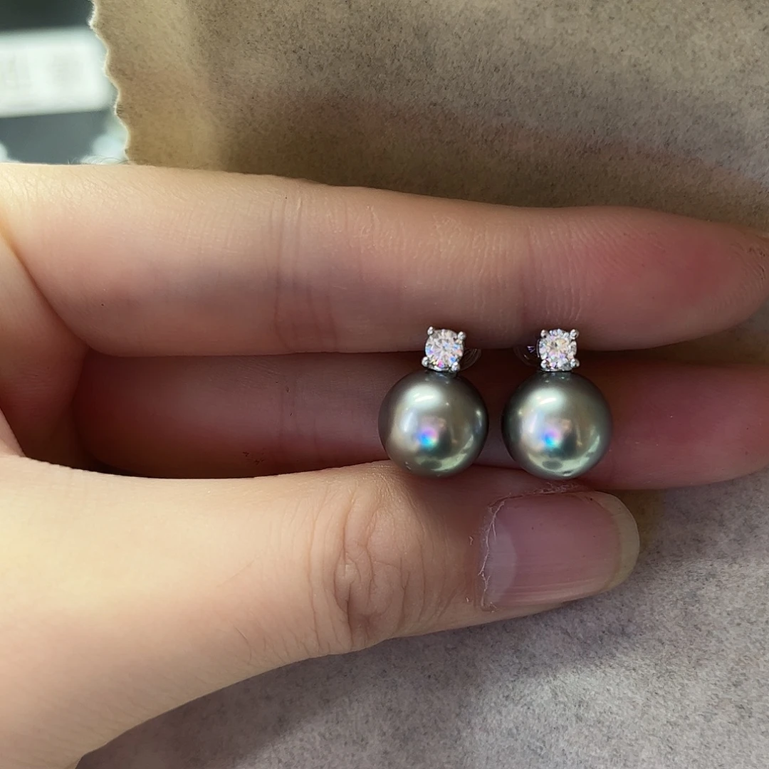 海水珍珠耳饰银S925镶嵌