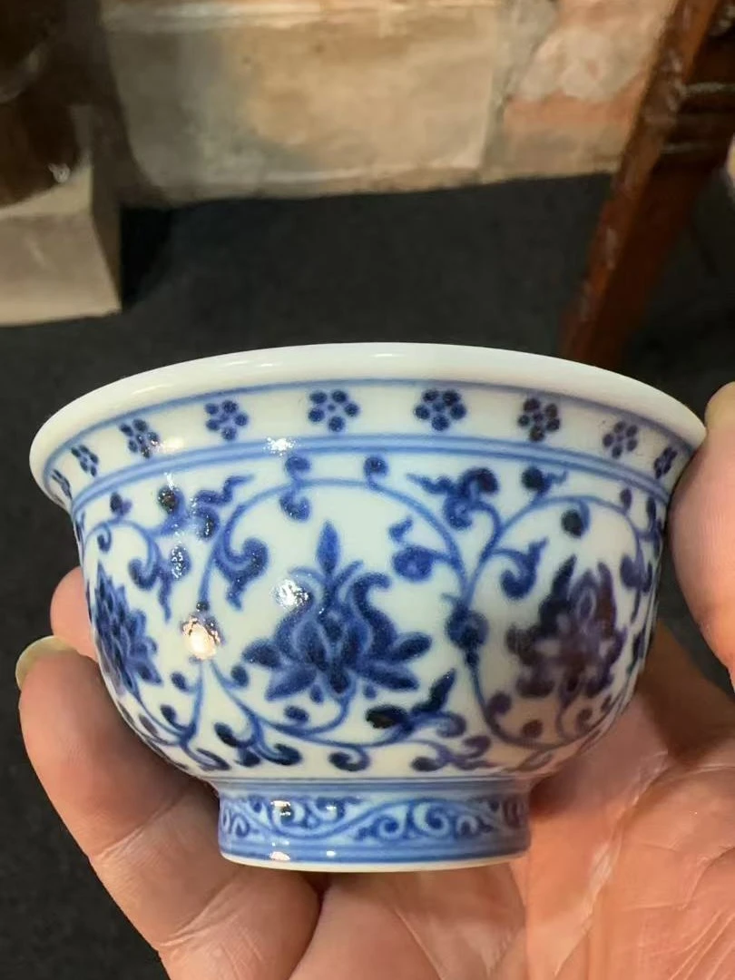 陶瓷茶杯手工压手主人杯适合功夫手绘青花杯