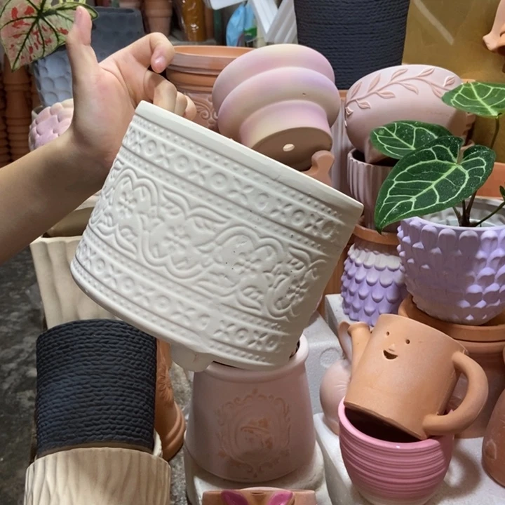 19×15白陶三脚波西米亚 粗陶1个