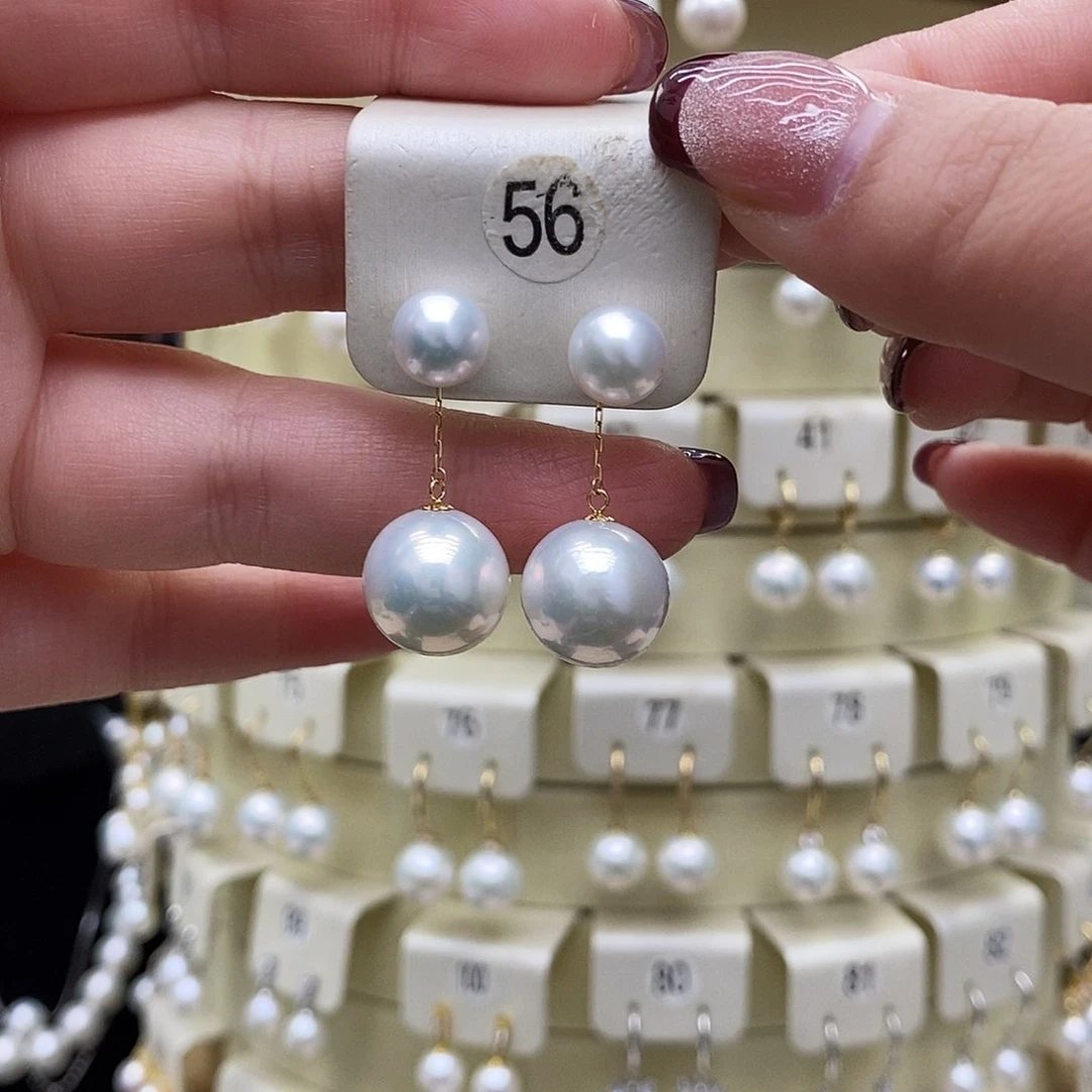 淡水珍珠耳饰18K金镶嵌