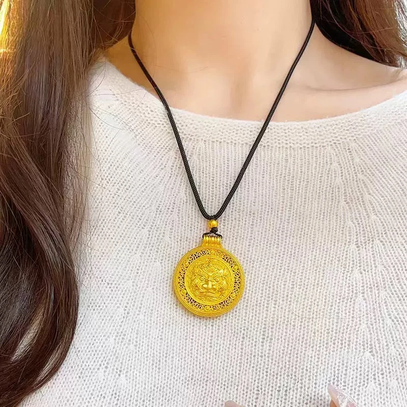 新中式手工编织拉花独角兽貔貅项链双面