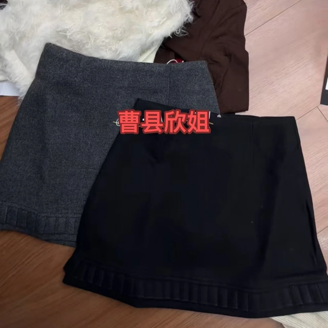 （欣姐臻选）高腰木耳边包臀半身裙