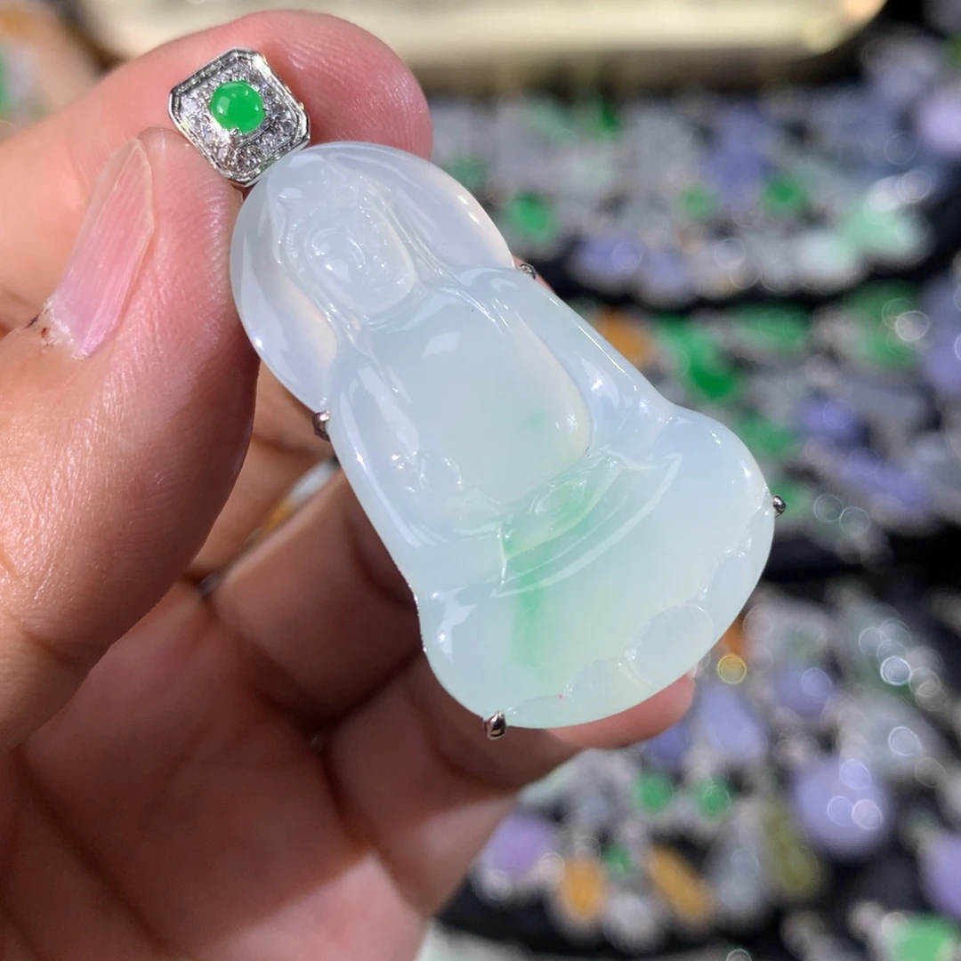 翡翠18K金镶嵌吊坠(不含链)
