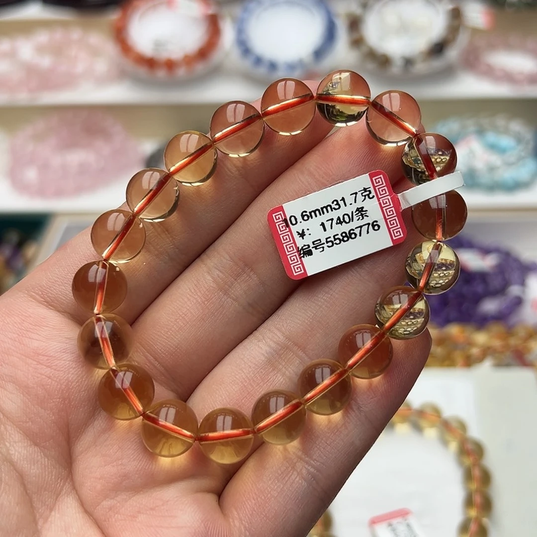 黄晶手链未镶嵌莫*天然巴西暴力黄