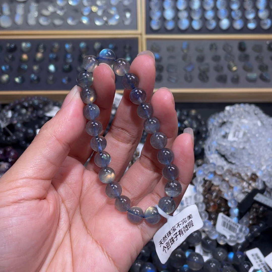拉长石手链未镶嵌桑****?灰月光手链8m