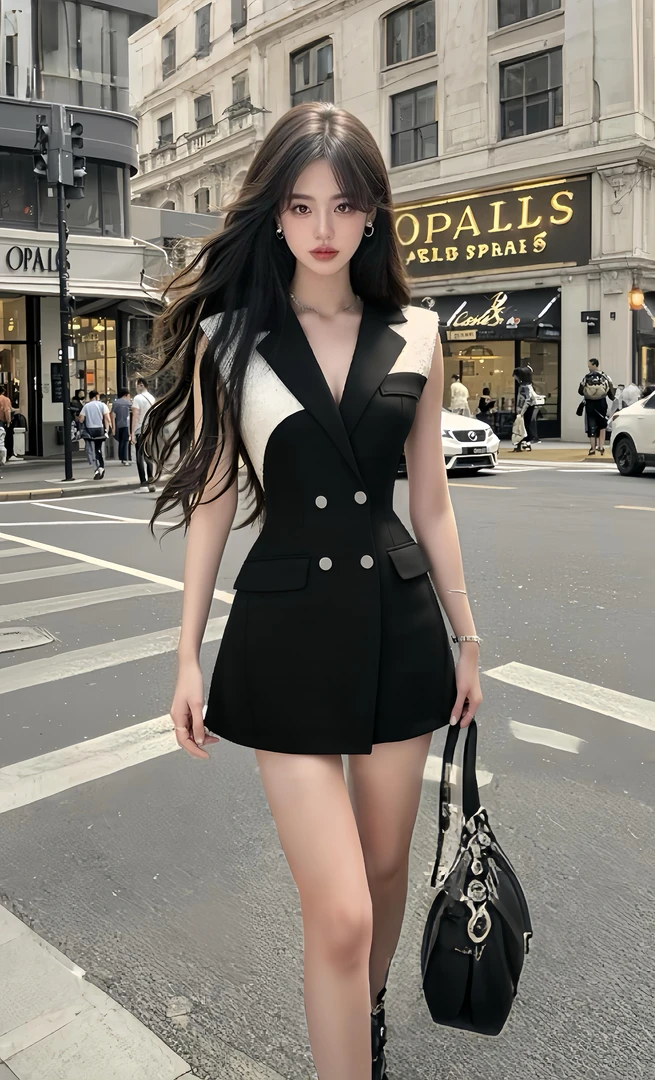 新款别致设计感通勤风V领收腰显瘦连衣裙女小众时尚高级感气质裙