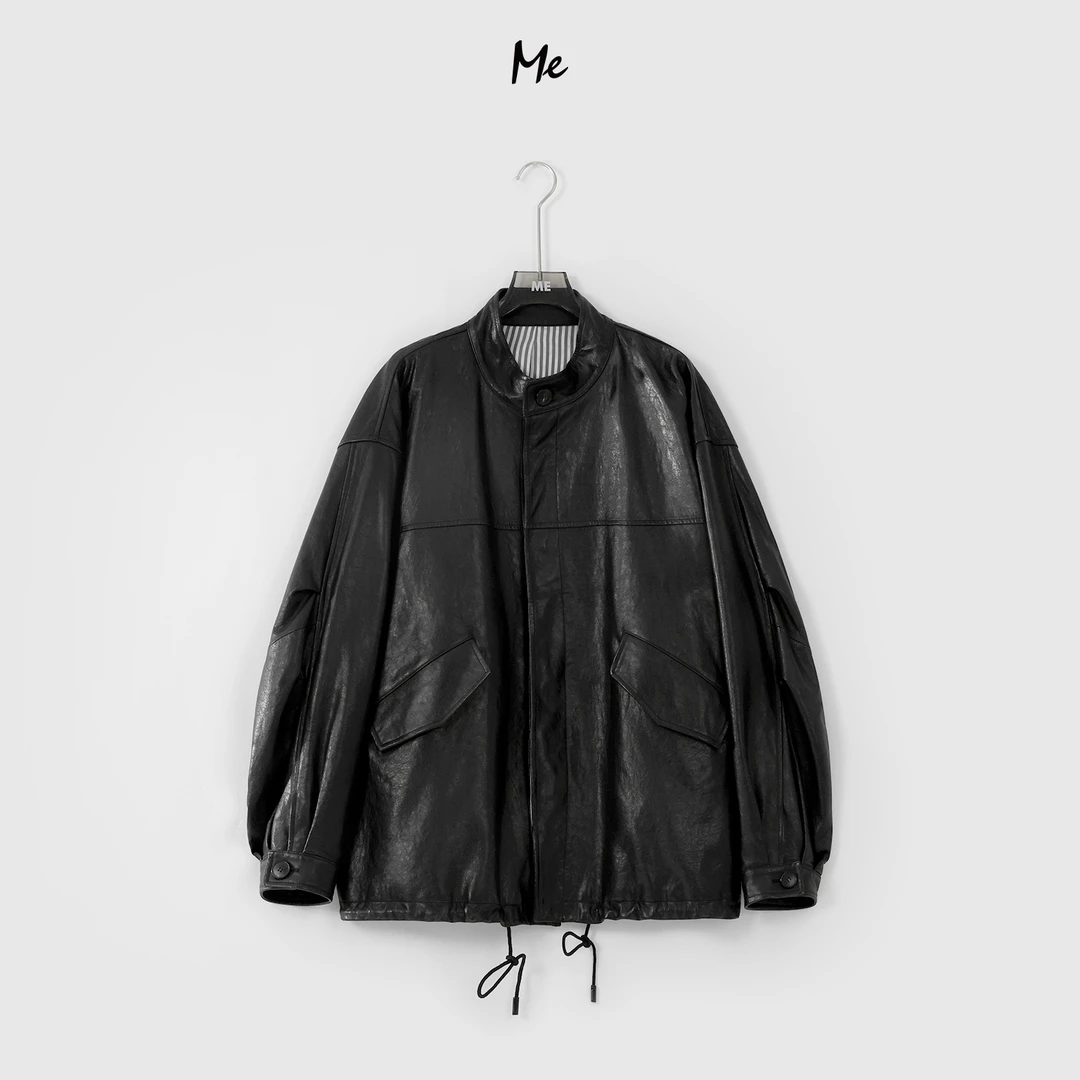 ME【伦敦皮衣】廓形骨感中古造型时尚百搭显瘦一手长皮衣MEQS5743