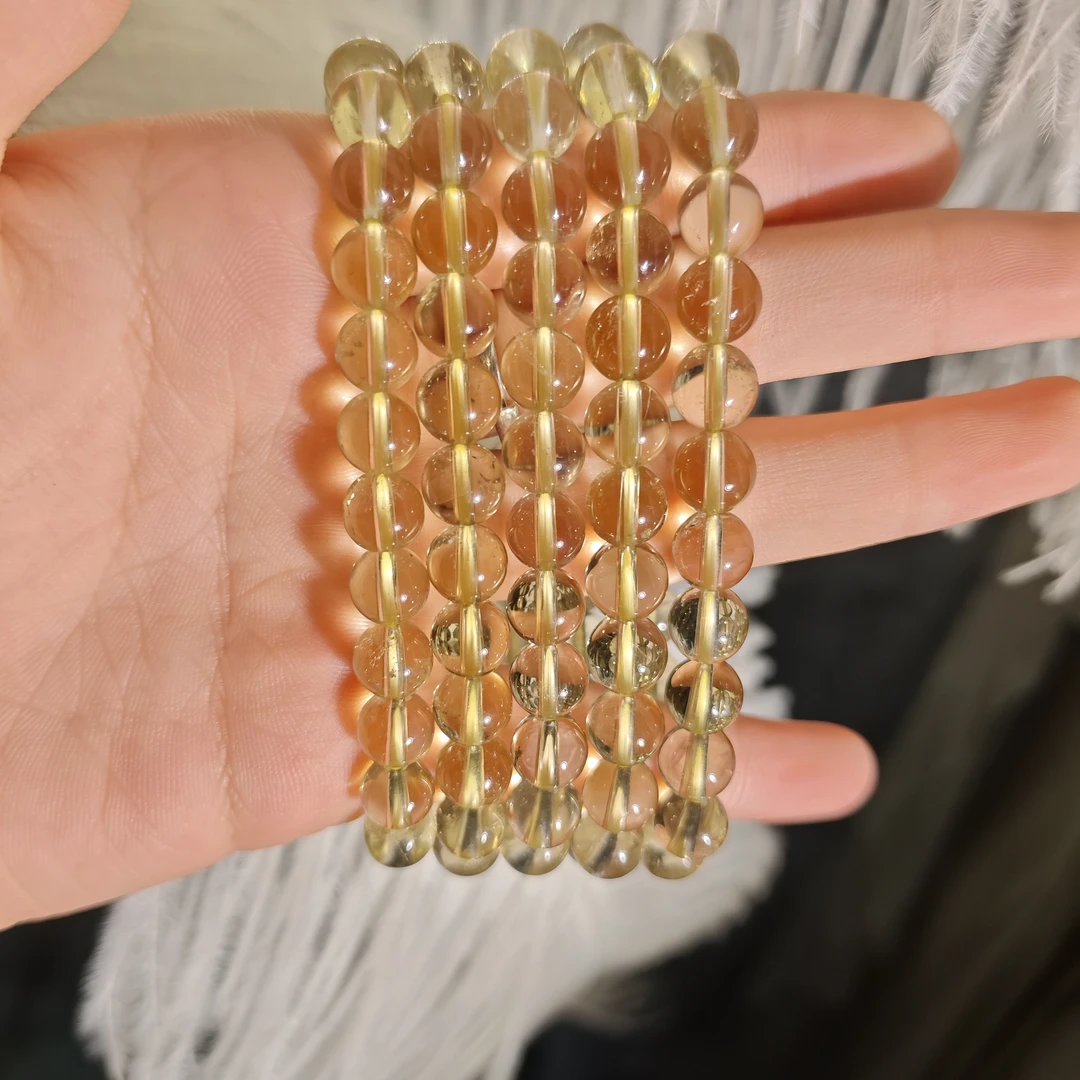 【遇见轻奢珠宝】-0042-天然黄水晶单圈手链珠径7-8多样性发1