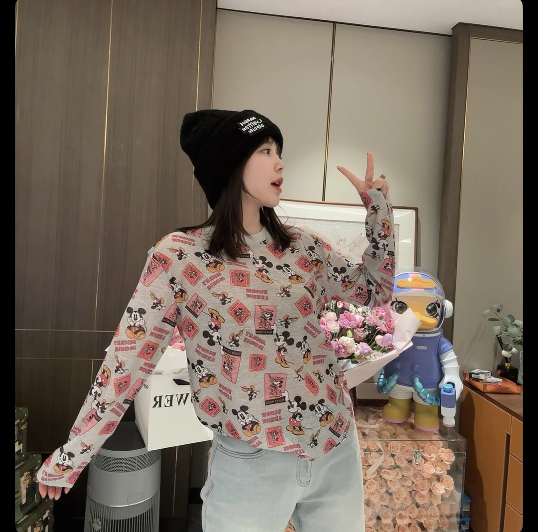 BETTER JOELAY-【米奇的画报】百搭时尚长袖T恤个性卡通慵懒ZZ3736