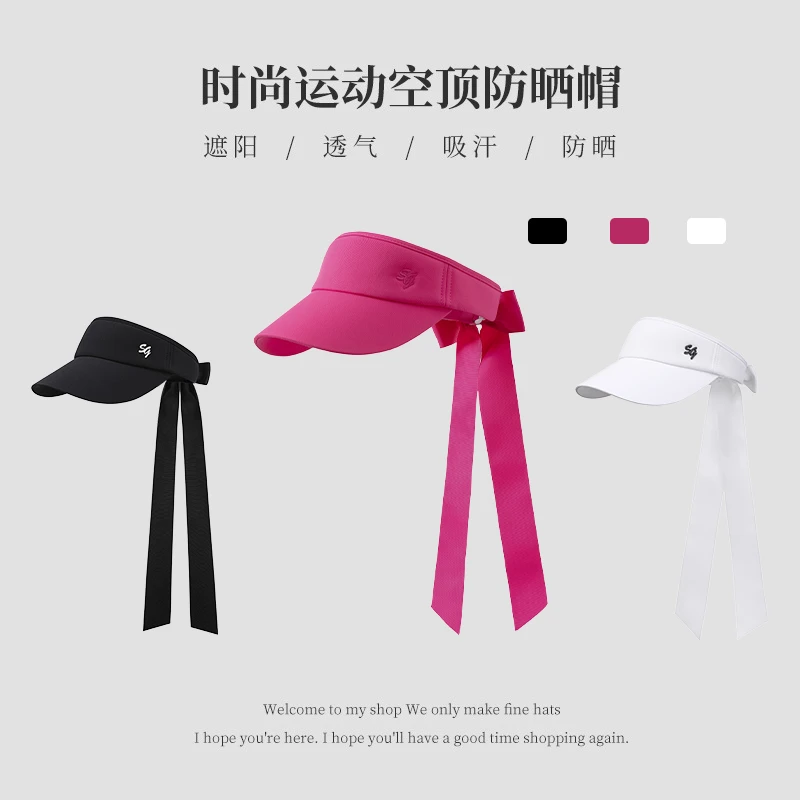 高尔夫帽子女空顶帽遮阳防晒蝴蝶结女帽运动休闲透气鸭舌帽女球帽