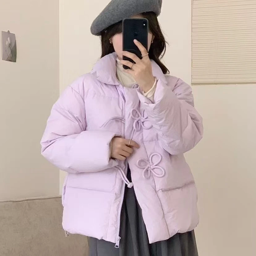4271女士时尚复古盘扣立领短款棉服