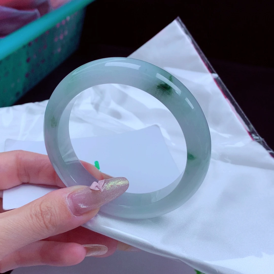 未镶嵌手镯翡翠天然缅甸翡翠A货手镯 宽版42号