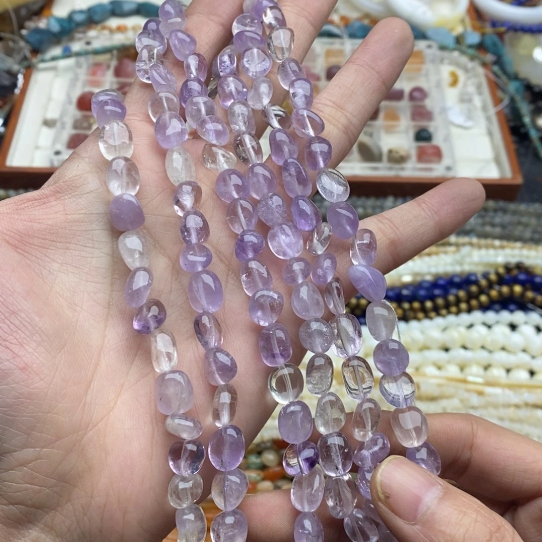 玛瑙/玉髓未镶嵌珠宝半成品一条天然薰衣紫水晶随行9mm